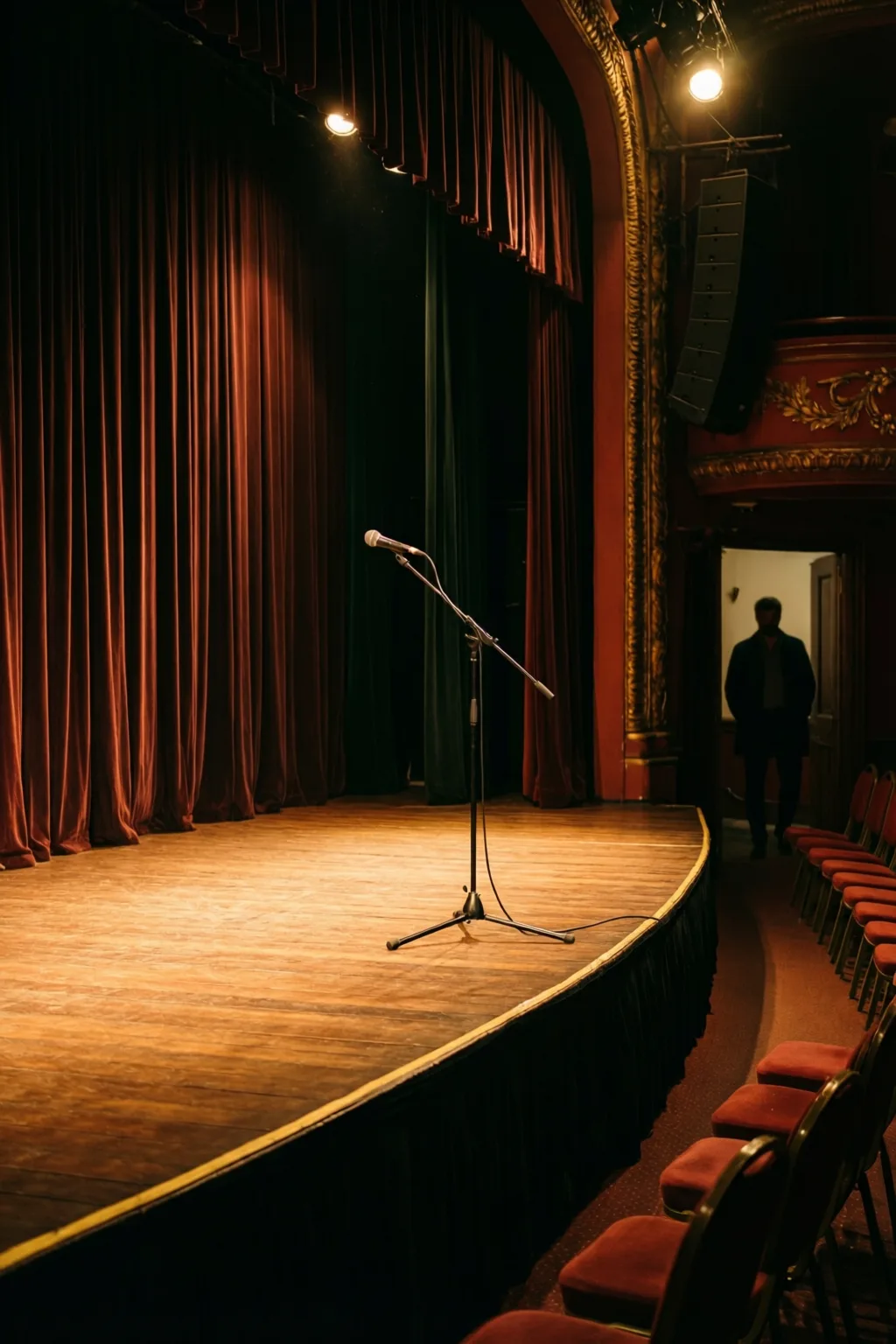 A closed performance room after the event has ended.